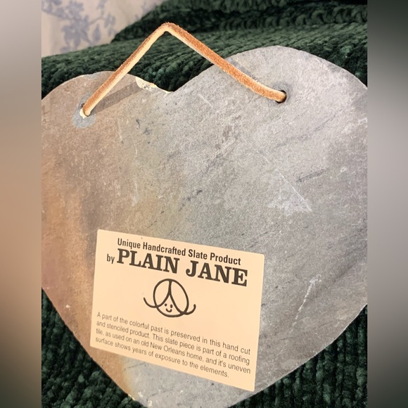 VTG Heart Stenciled Slate Welcome Sign Handcut Hand Painted from NOLA Roof Tile - Picture 4 of 7